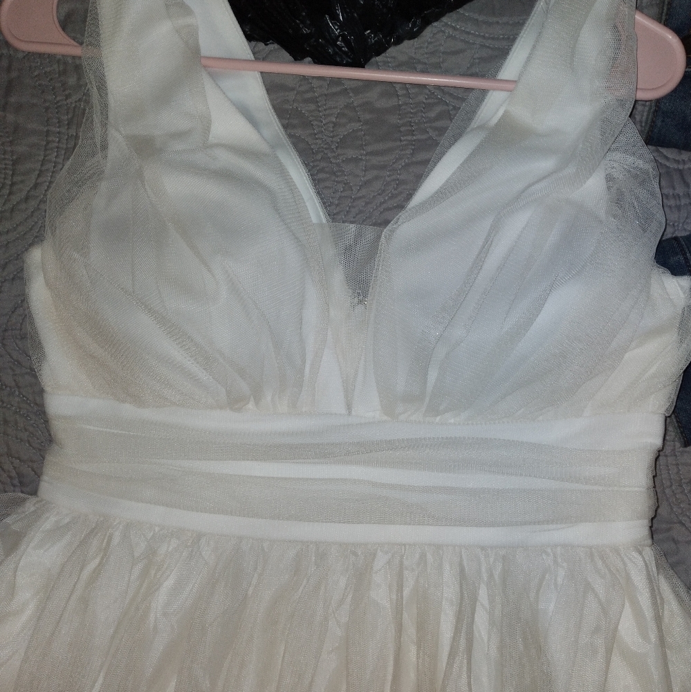 Ivory to light pink wedding dress